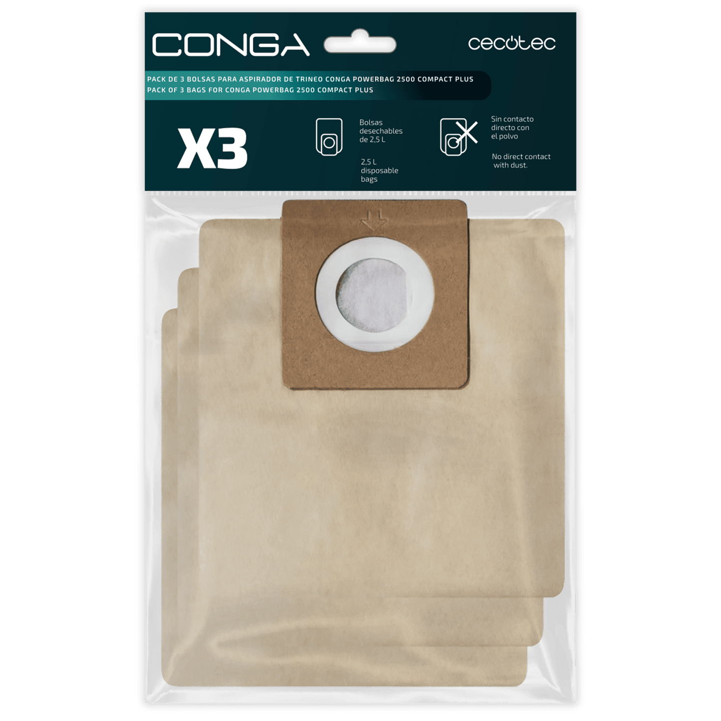 Pack de 3 bolsas para aspirador de trineo Conga PowerBag 2500 Compact Plus