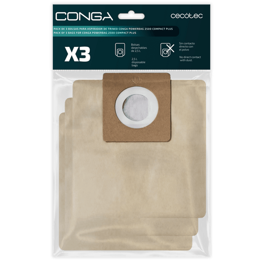 Pack de 3 bolsas para aspirador de trineo Conga PowerBag 2500 Compact Plus